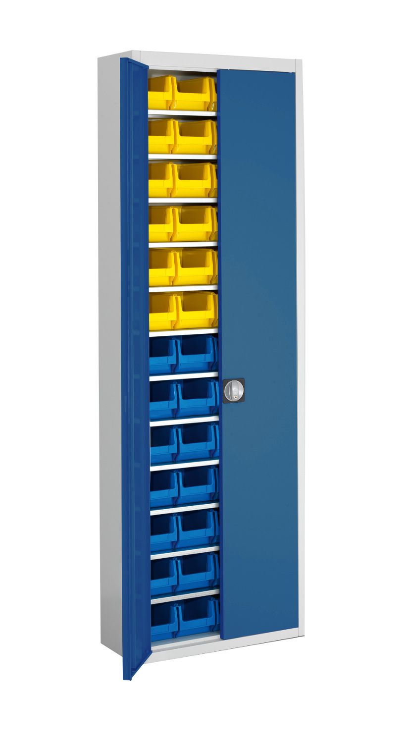 201-0111-00-schrank-mit-sichtlagerkaestenhl1r8US6ncTCR Stahl-Schrank mit Kästen 52 x Gr. 4