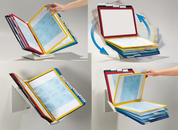 Multifunktionaler Wand-/ Tischständer VARIO mit 10 farbigen Sichttafeln