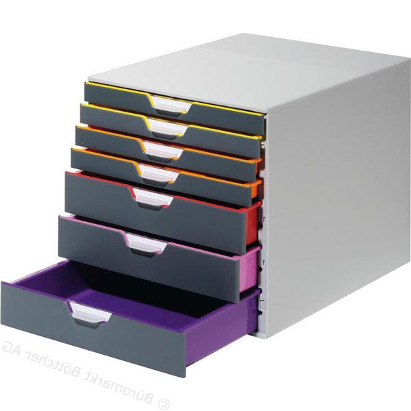 Schubladenbox VARICOLOR mit 7 Schüben lichtgrau/farbig