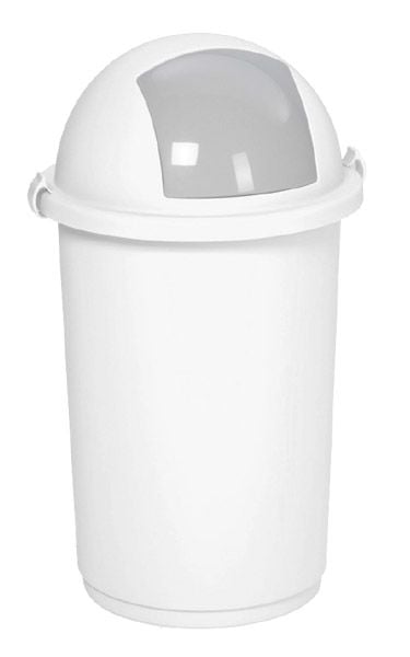 Abfallbehälter aus Kunststoff mit Einwurfklappe silber, ø 410 x H 760mm