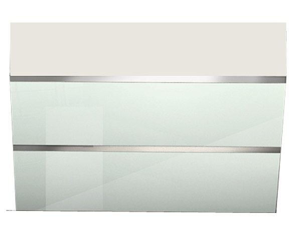 Tisch Typ D, beidseitig gerade, weiß/Glas/alufarbig, Serie Atlantis