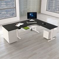 Steh/ Sitz Schreibtisch mit Winkel