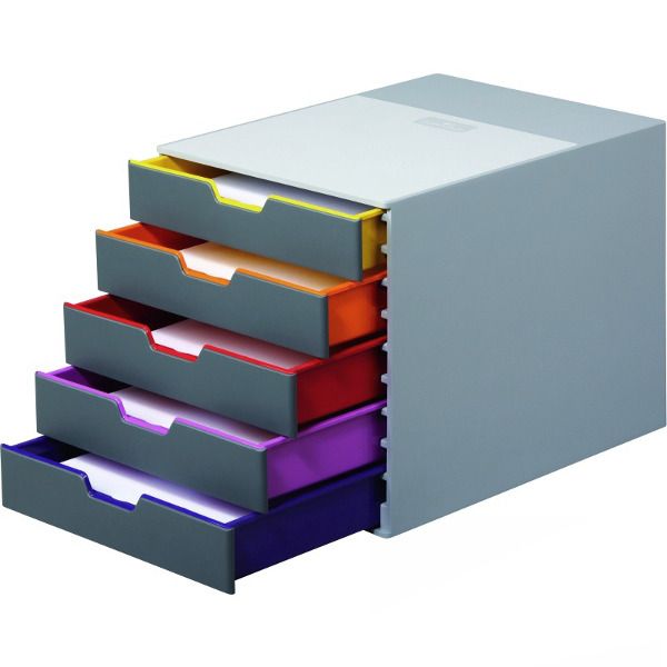 Schubladenbox VARICOLOR mit 5 Schüben lichtgrau/farbig