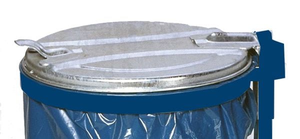 Abfallsammler für Wandbefestigung, enzianblau, B 400 x T 510mm, Deckel verzinkt