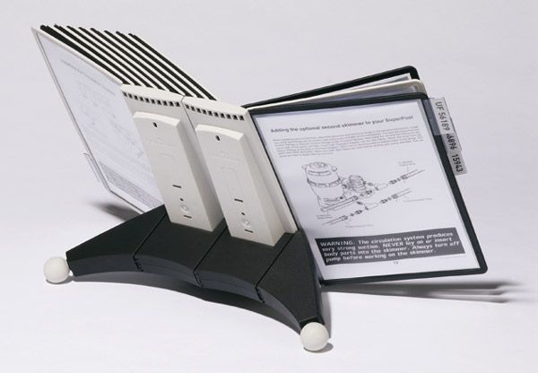 Design-Tischständer SHERPA mit 20 farbigen Sichttafeln je 10 in schwarz und grau