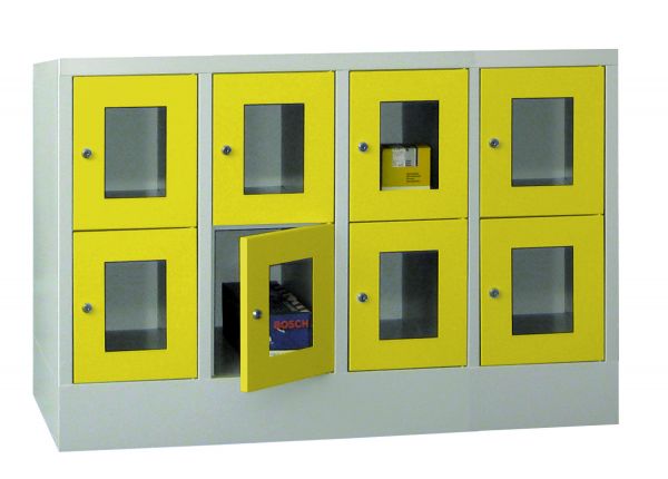 Stahl-Schließfachschrank mit Sichtfenster-Türen, 8 Fächer