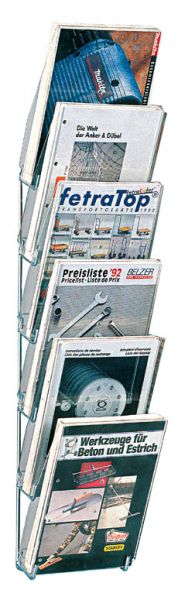 Prospekt-Wandmagazin concept-1, mit 6 Acrylkästen A4, Füllhöhe 40mm, 230x190x1130mm