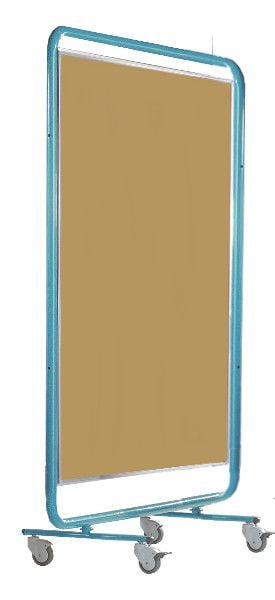 Trennwand mit Textilbespannung fahrbar, H 1900 x B 1310mm, Rahmen taubenblau